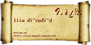 Ilia Árpád névjegykártya